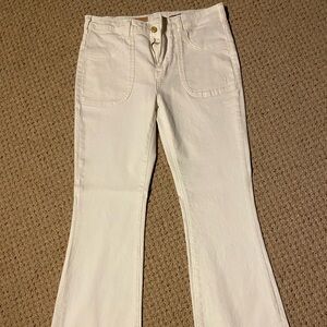Pilcro White Jeans; Flare Raw Edge; Low Rise